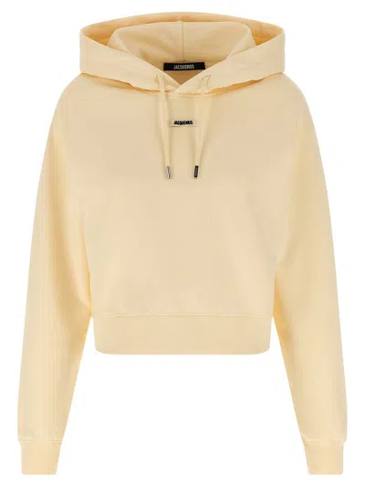 Jacquemus Light Gros Grain Hooded Sweatshirt In Neutral