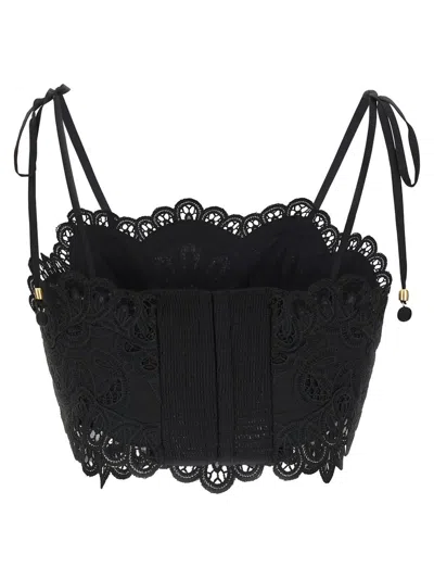 Zimmermann Rhiannon Embroidered Bodice Top In Black