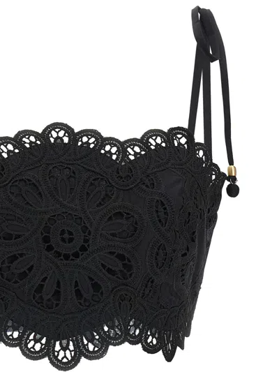 Zimmermann Rhiannon Embroidered Bodice Top In Black