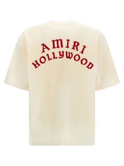 Amiri Mens Ivory Red Holly Text-print Cotton T-shirt Xl In Neutral