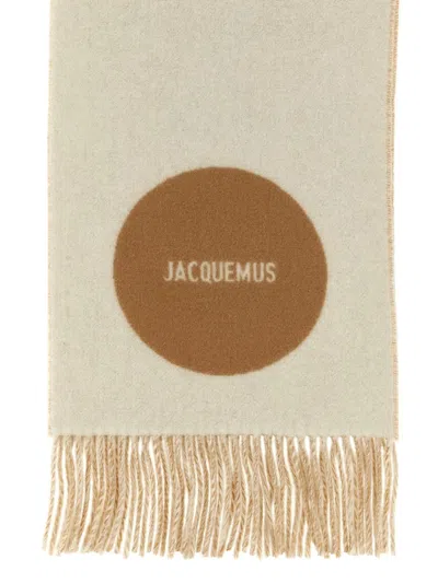 Jacquemus Square Fringed Rectangle Scarf In Neutral