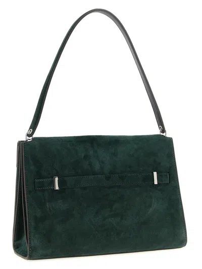 Tory Burch Large Rectangular Shoulder Bag With Suede Finish In Green