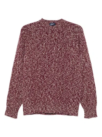 Drumohr Grape-coloured Pattern Wool Sweater In Burgundy