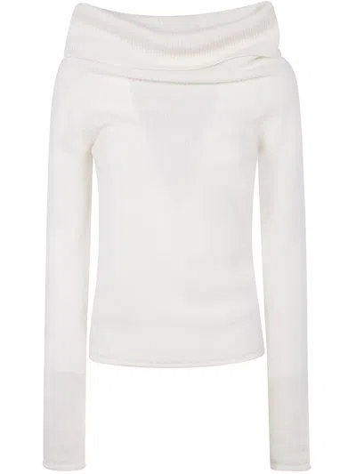 Roberto Collina Long Sleeves Boat Neck Sweater Clothing In Neutral