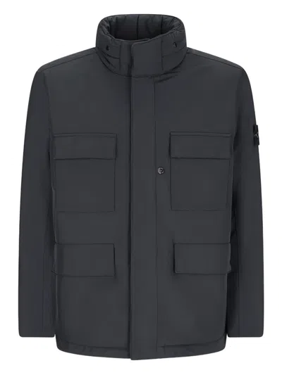 Stone Island Compass-badge Field Jacket In Gray