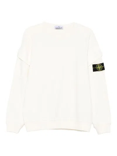 Stone Island Turtleneck Ribbed Wool Sweater In Neutral