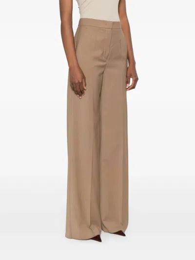 Max Mara High-waist Trousers In Virgin Wool In Green