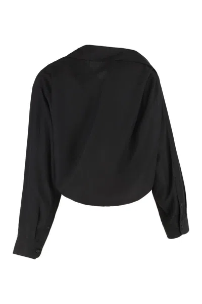 Balenciaga One Shoulder Poplin Shirt In Black