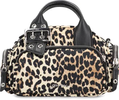 Ganni Mini Leopard-print Buckle-detail Handbag