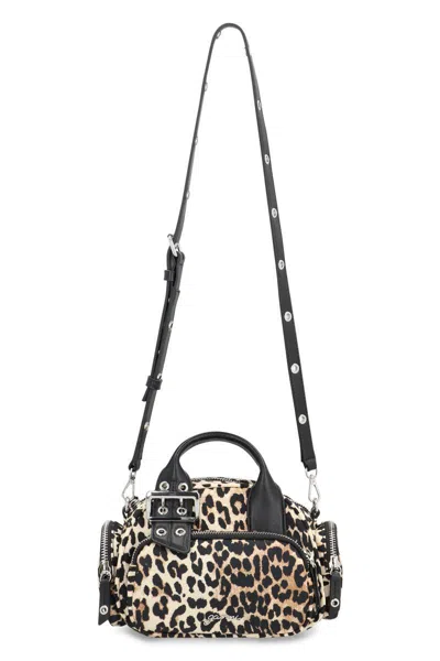Ganni Mini Leopard-print Buckle-detail Handbag