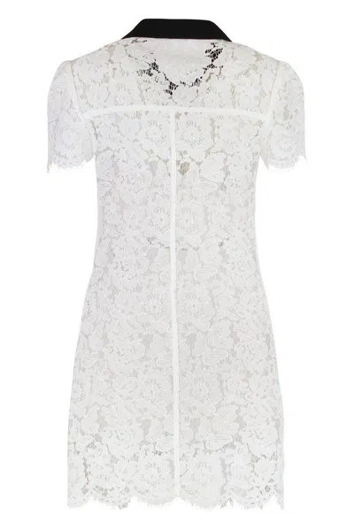Self-portrait Delicate Lace Dress With Structured Pockets In White