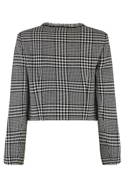Self-portrait Houndstooth Crystal Trim Blazer