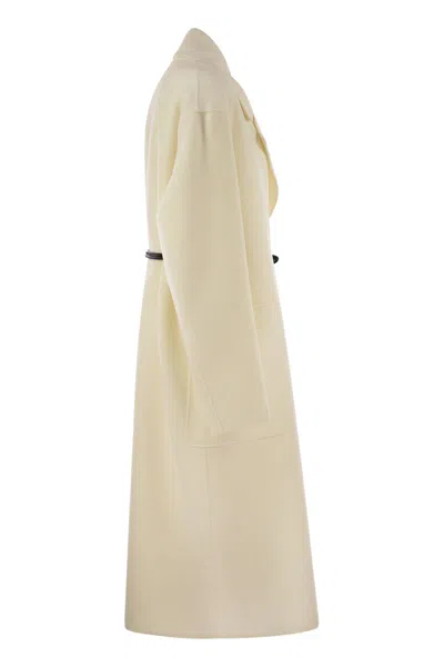 Sportmax Wool Dressing Gown Coat With Belted Waist In Nude
