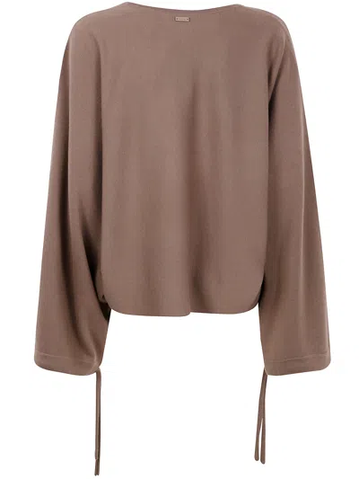 Max Mara Wool Drawstring Cuffs Pullover In Brown