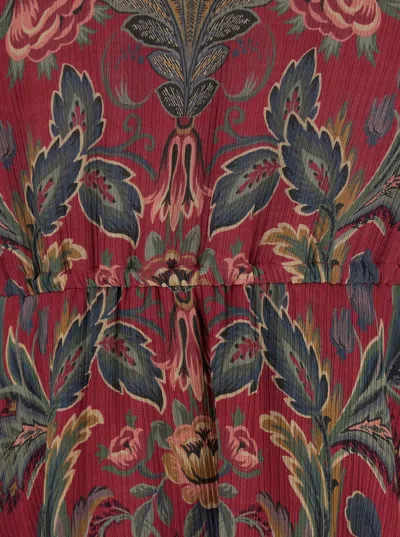 Etro High Neck Floral Print Mini Dress In Multi