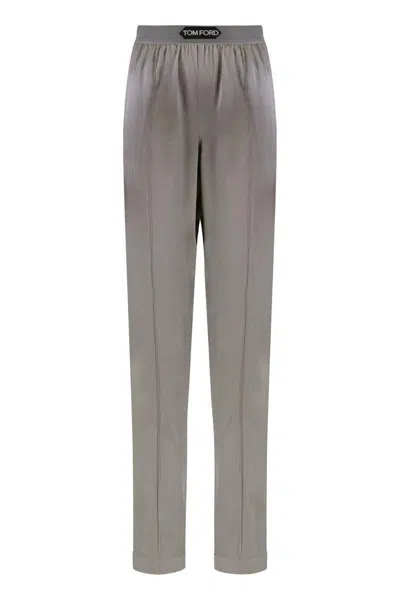 Tom Ford Silk Trousers In Gray