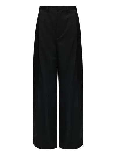 Mm6 Maison Margiela High Waist Wide Leg Trousers With Belt Loops And Side Pockets