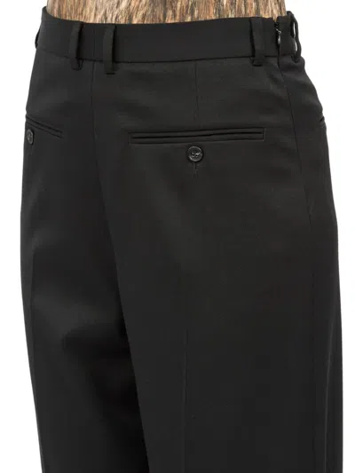 Mm6 Maison Margiela Black Virgin Wool Blend Straight Trousers In Black