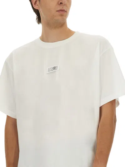 Mm6 Maison Margiela Cotton Crew-neck T-shirt With Numeric Signature Patch In White