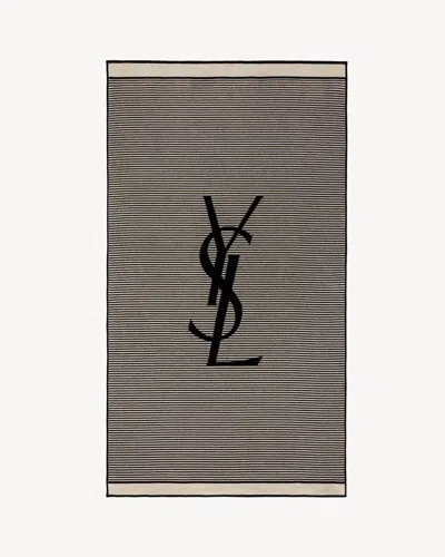Saint Laurent Striped Towel In Cotton
