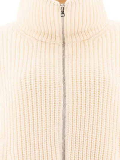 Herno White Cropped Jacket With Funnel Neck In Ribbed Wool Woman In Neutral