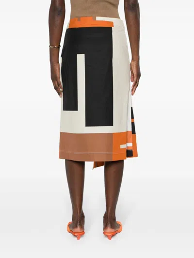 Fendi Multicolour Printed Poplin Skirt In Multi