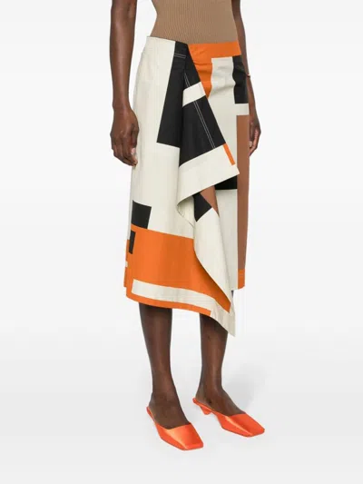 Fendi Multicolour Printed Poplin Skirt In Multi