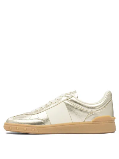 Valentino Garavani Women Gold Laminated Calfskin Upvillage Sneakers In Neutral