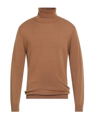 Dondup Man Turtleneck Tan Size 42 Merino Wool In Brown