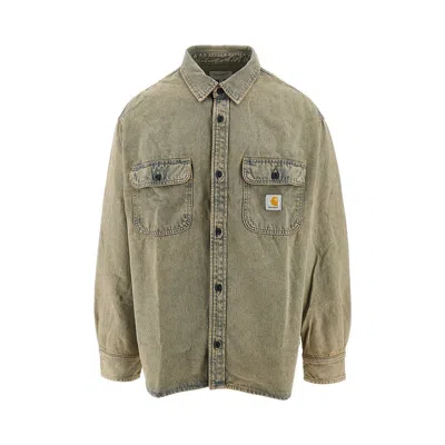 Carhartt Oversized Shirt Crafted From Sandblasted Cotton Denim In Blue
