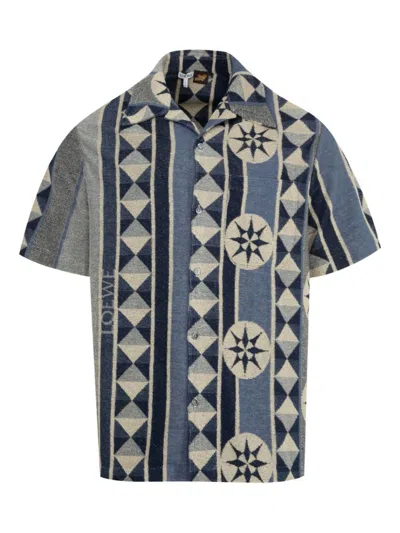 Loewe Mens Blue Multicolor Ibiza Graphic-pattern Cotton-blend Terry Shirt