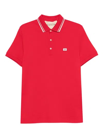 Valentino Vlogo Signature Cotton Polo Shirt In Red