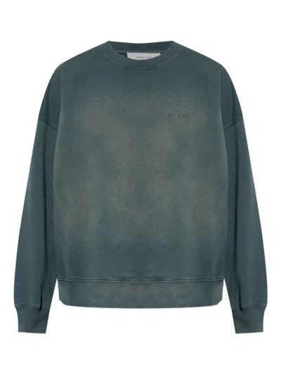 Golden Goose Distressed Faded Black Sweatshirt In Green