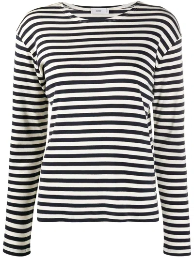 Closed Cotton Blend Striped T-shirt In Black