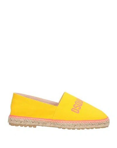 Dsquared2 Man Espadrilles Yellow Size 8 Textile Fibers In Yellow