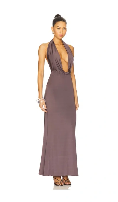Lapointe Lightweight Jersey Deep Cowl Neck Gown In Purple