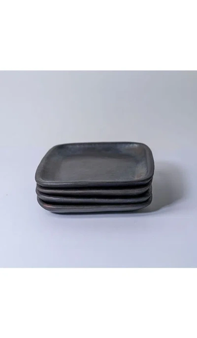 Verve Culture Set Of 4 Longpi Small Plate In Black