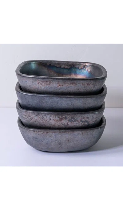 Verve Culture Set Of 4 Longpi Large Bowl In Blue