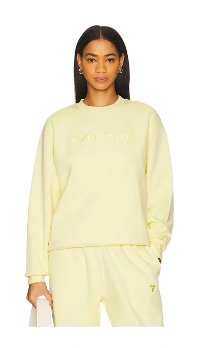 7 Days Active Organic Fitted Crewneck Sweatshirt In Yellow