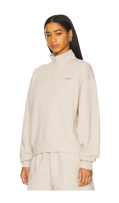 7 Days Active Organic Fitted Half Zip Sweatshirt In Neutral