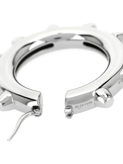 Jil Sander Studded Hoop Earrings Featuring Detailing In Metallic