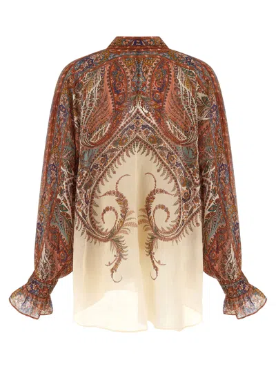 Zimmermann Rhiannon Multicolor Blouse With Tie Closure On The Front And Paisley Print In Ramie Woman