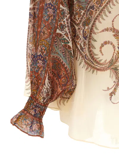 Zimmermann Rhiannon Multicolor Blouse With Tie Closure On The Front And Paisley Print In Ramie Woman