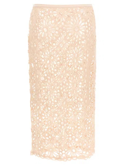 Norma Kamali Crochet Skirts Pink In Neutral