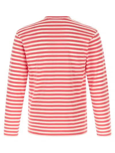 Comme Des Garçons Play Logo Patch Stripes T-shirt In Multi