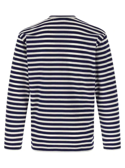 Comme Des Garçons Play Striped Red Heart Long-sleeved T-shirt