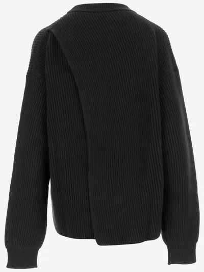 Jil Sander Wool Crew Neck Sweater With Asymmetric Detail