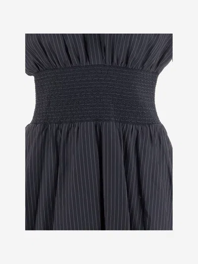 Tory Burch Striped Cotton Dress In Black