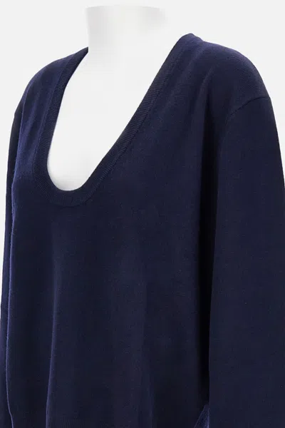 Extreme Cashmere Gerippter Pullover Mit Tiefem Ausschnitt In Blue