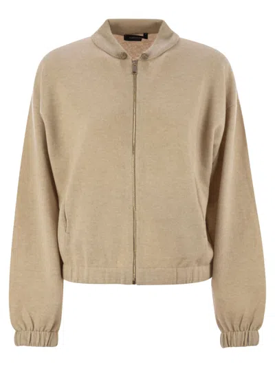 Fabiana Filippi Bomber Jacket In Platinum With Ball Pins In Nude